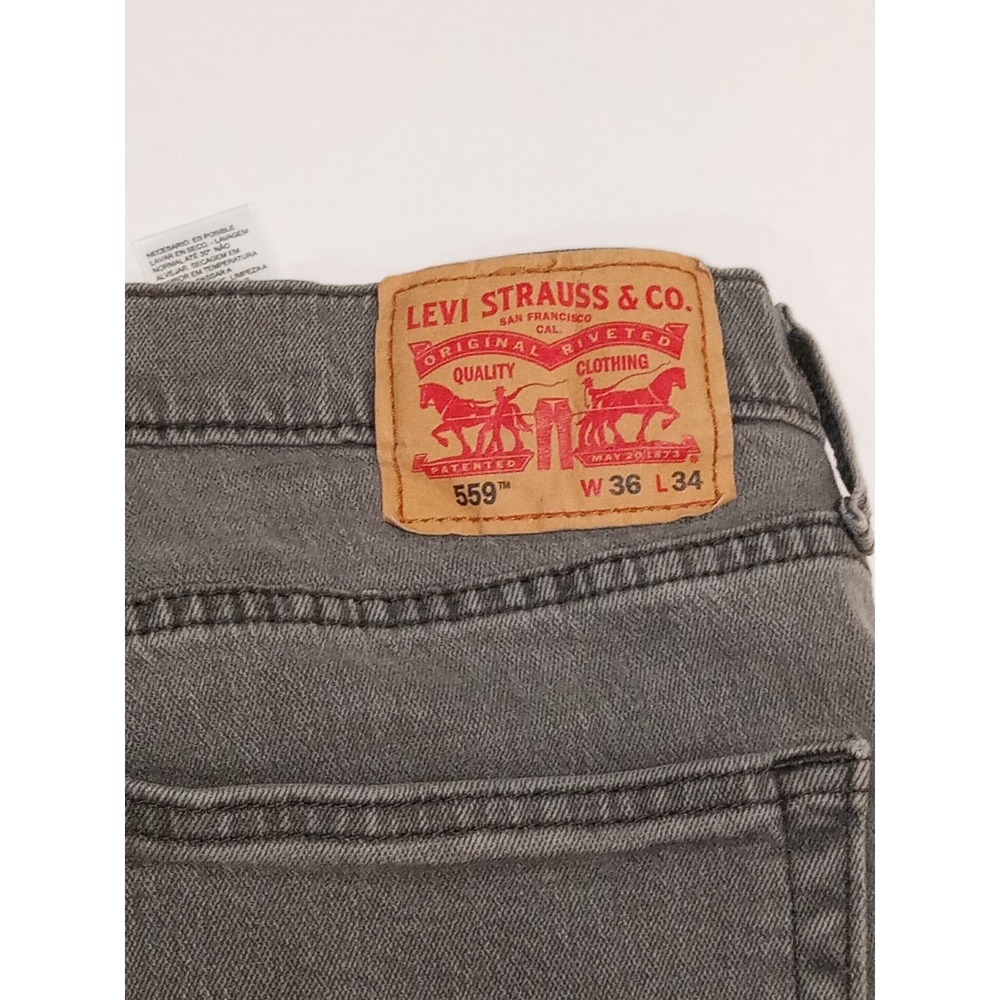 Levi's 559 Jeans‎ Mens 36×34 Gray Light Wash Denim Relaxed Fit Straight Leg - Picture 4 of 7